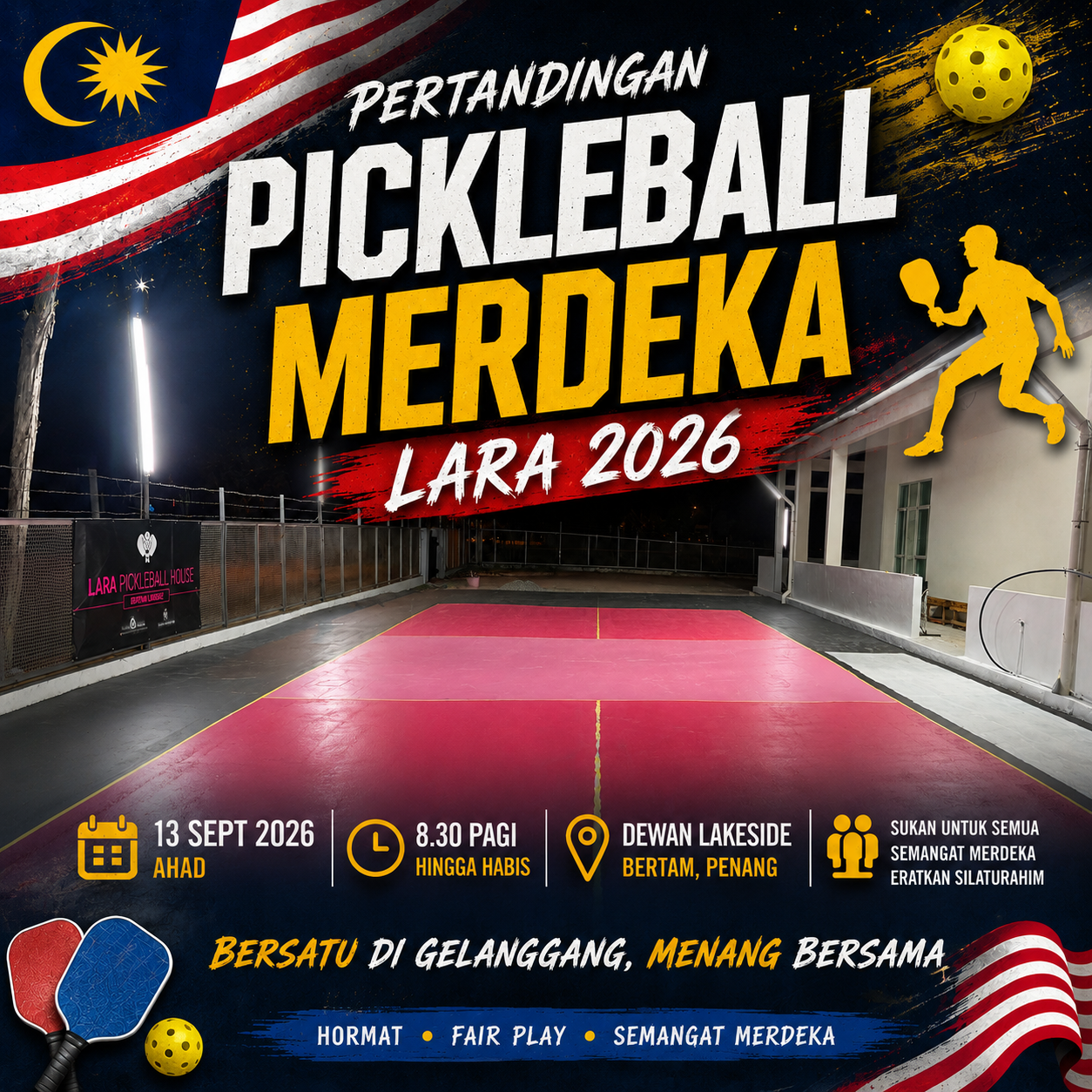 Pertandingan Pickleball Merdeka LARA 2026